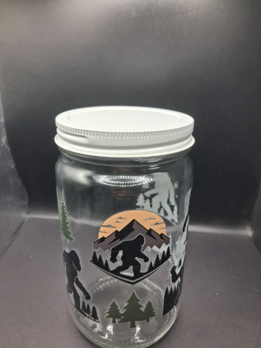 Bigfoot Sasquatch 32oz Glass Storage Jar White